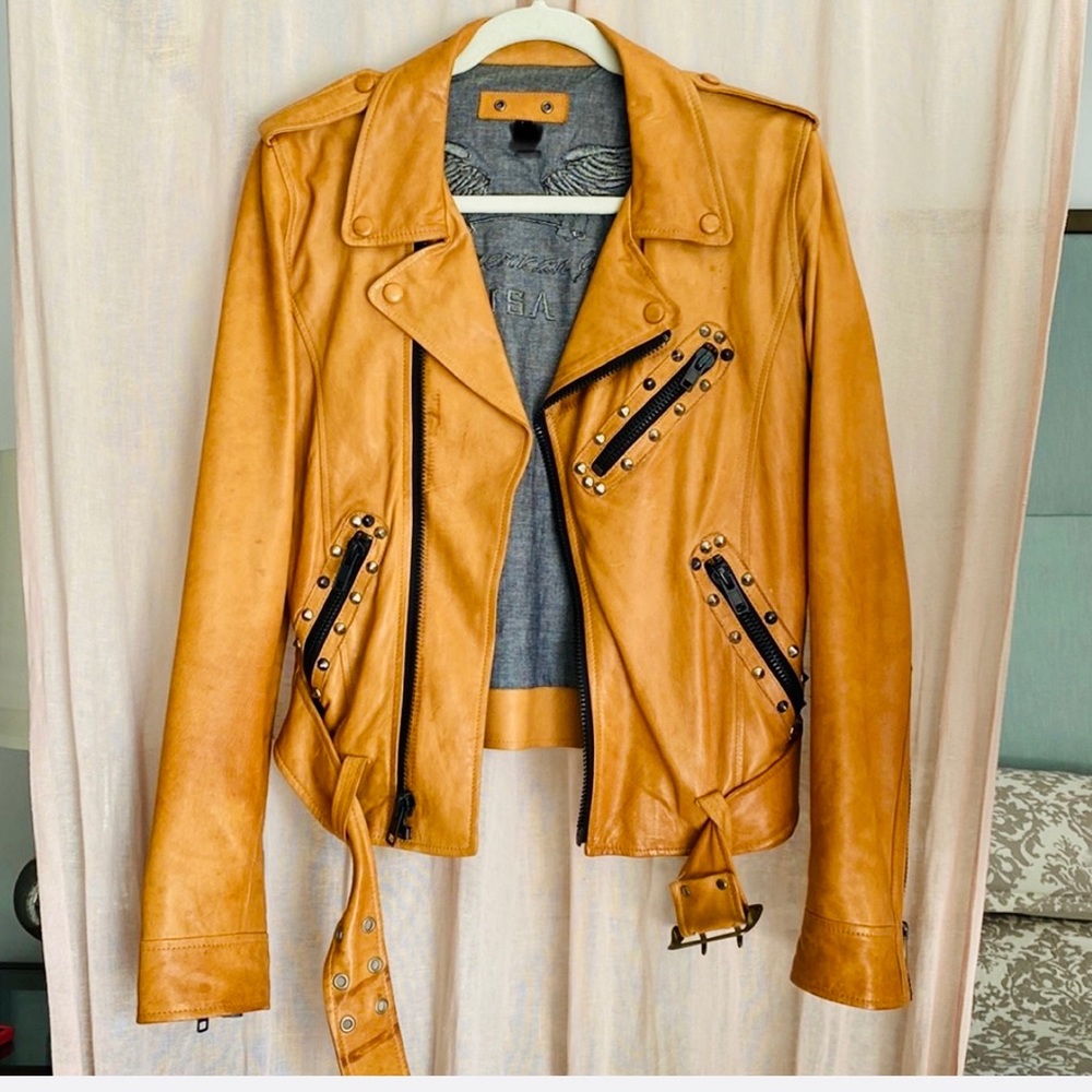 NWT Robins biker moto leather motorcycle jacket
